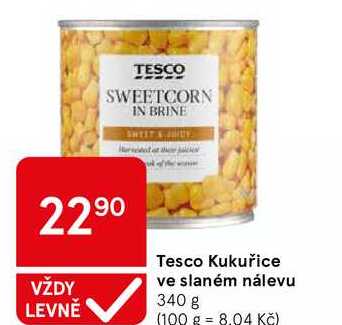 Tesco Kukuřice ve slaném nálevu, 340 g