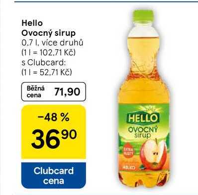 Hello Ovocný sirup, 0.7 I, více druhů  