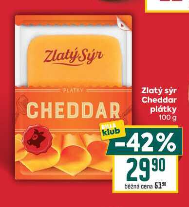Zlatý sýr Cheddar plátky 100 g