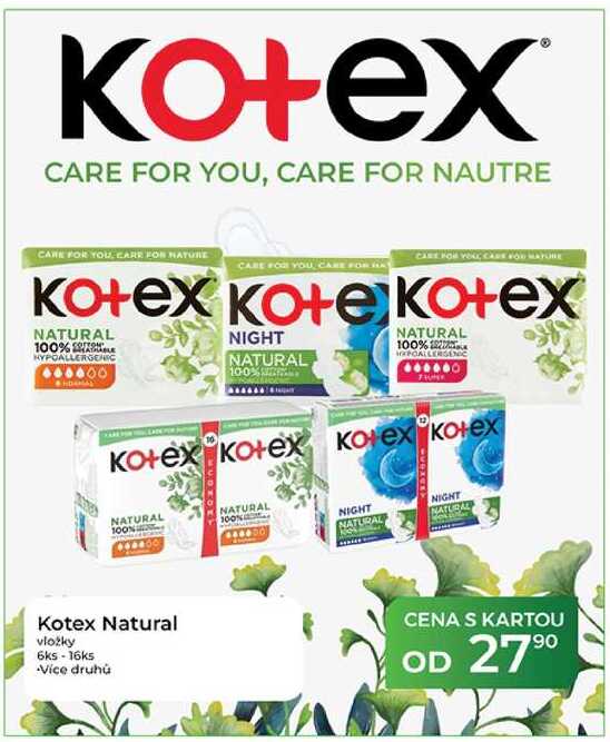 Kotex Natural vložky 6ks 16ks