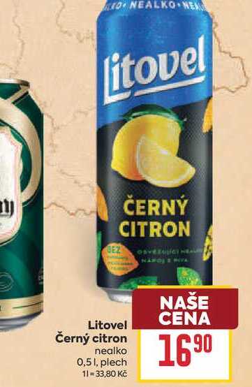 Litovel Černý citron nealko 0,51, plech