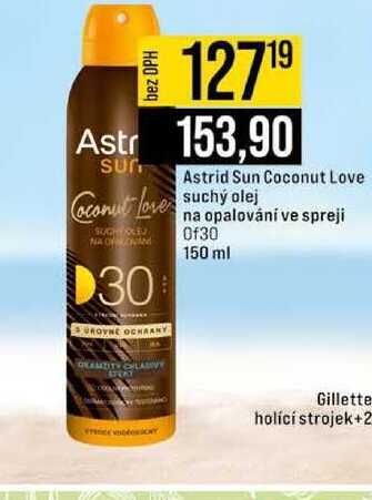 Astrid Sun Coconut Love suchý olej na opalování ve spreji Of30 150 ml
