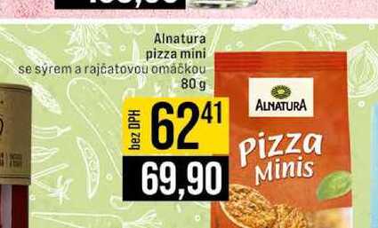 Alnatura pizza mini se sýrem a rajčatovou omáčkou 80 g 