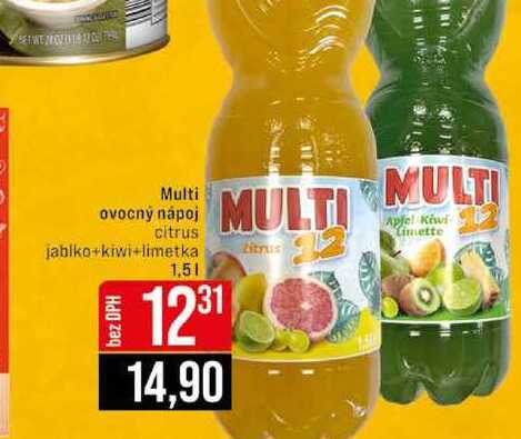 Multi ovocný nápoj citrus jablko+kiwi+limetka 1,5l