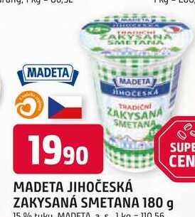 MADETA JIHOČESKÁ ZAKYSANÁ SMETANA 180 g 15% tuku