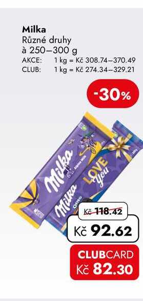 Milka Různé druhy à 250-300 g