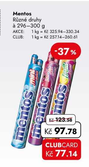 Mentos Různé druhy à 296-300 g