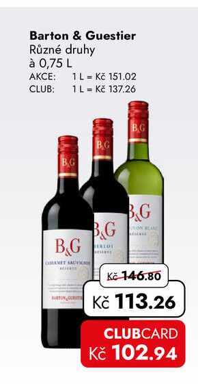 Barton & Guestier Různé druhy à 0,75 L  