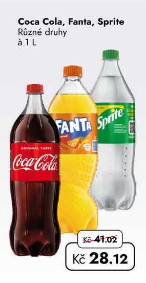 Coca Cola, Fanta, Sprite Různé druhy à 1L  