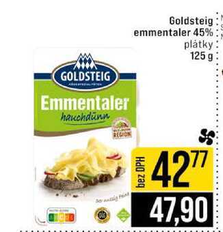 Goldsteig emmentaler 45% plátky 125 g