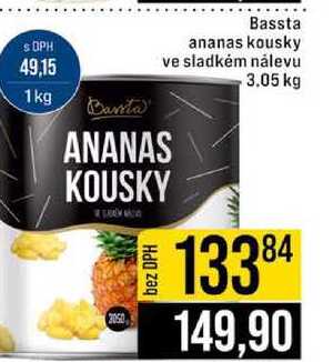 Bassta ananas kousky ve sladkém nálevu 3.05 kg