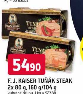 F. J. KAISER TUŇÁK STEAK 2x 80 g, 160 g/104 g