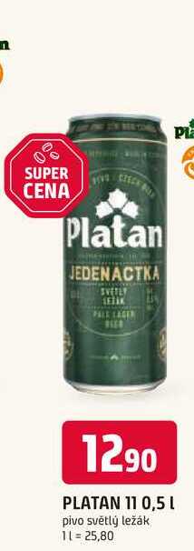 Platan 11% pivo světlý ležák 0,5l plechovka