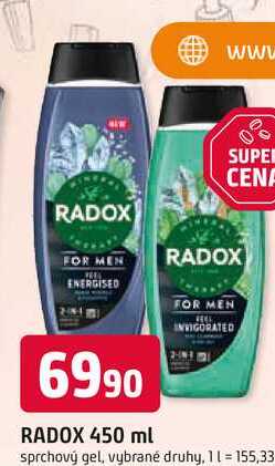 RADOX 450 ml sprchový gel, vybrané druhy