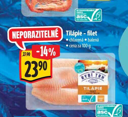 Tilápie - filet 100 g