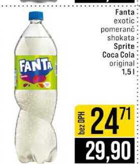 Fanta exotic pomeranč shokata Sprite Coca Cola original 1,5l