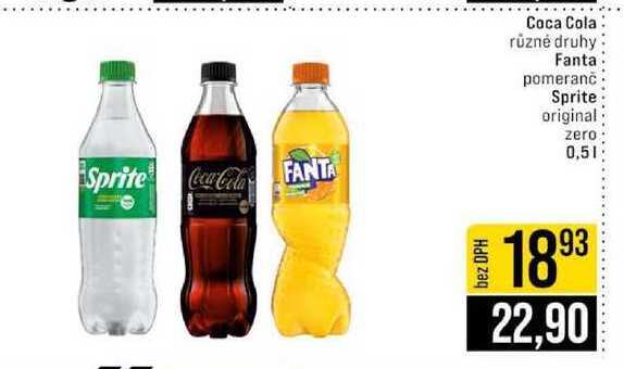 Coca Cola různé druhy Fanta pomeranč Sprite original zero 0,5l