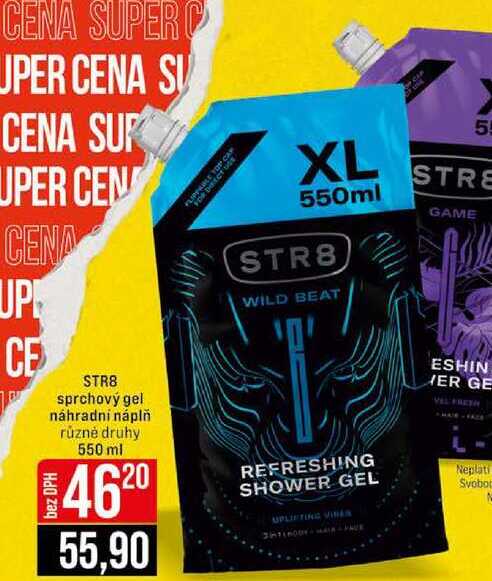 STR8 sprchový gel náhradní náplň různé druhy 550 ml