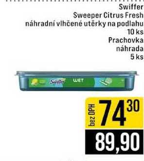 Swiffer Sweeper Citrus Fresh náhradní vlhčené utěrky na podlahu Suffer WET 10 ks Prachovkal náhrada 5 ks 