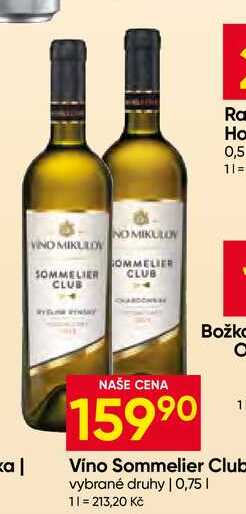 Víno Sommelier Club vybrané druhy 0,75l
