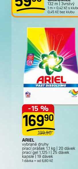 ARIEL vybrané druhy prací prášek 1.1 kg