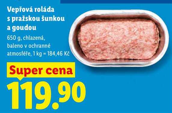 Vepřová roláda s pražskou šunkou a goudou, 650 g