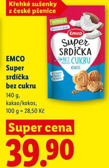 EMCO Super srdíčka bez cukru, 140 g