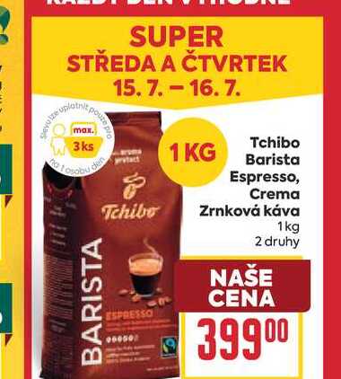 Tchibo Barista Espresso, Crema Zrnková káva 1kg