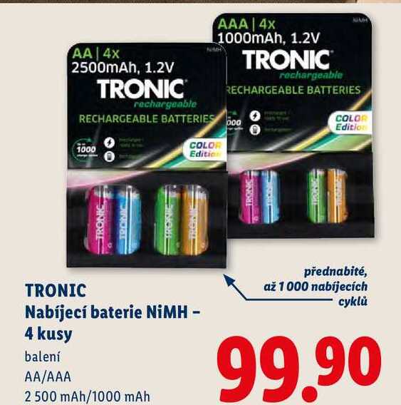 TRONIC Nabíjecí baterie NiMH - 4 kusy