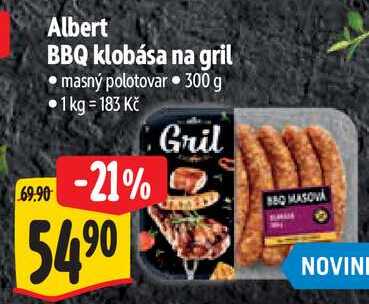 Albert BBQ klobása na gril, 300 g