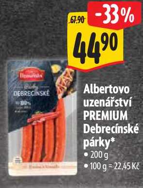 Albertovo uzenářství PREMIUM Debrecínské párky, 200 g