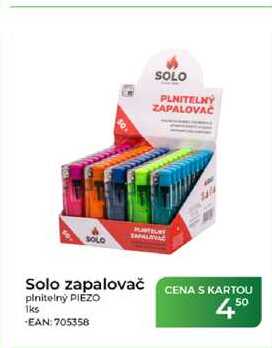 Solo zapalovač plnitelný PIEZO 1ks 