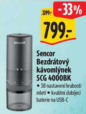 Sencor Bezdrátový kávomlýnek SCG 4000BK