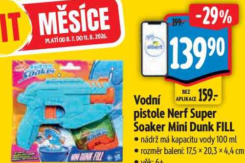 Vodní pistole Nerf Super Soaker Mini Dunk FILL