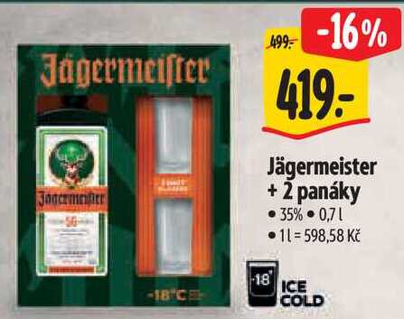 Jägermeister + 2 panáky, 0,7 l