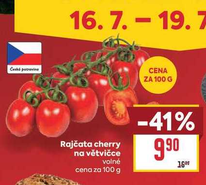 Rajčata cherry na větvičce volné cena za 100 g