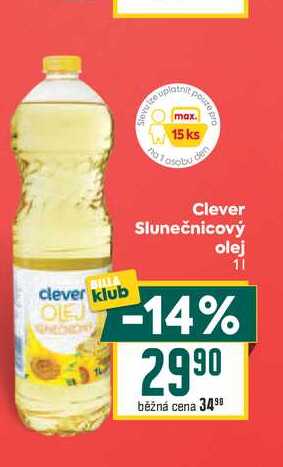 Clever Slunečnicový olej 1l