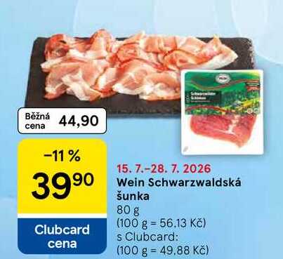 Wein šunka Schwarzwaldská, 80 g