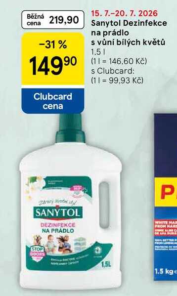Sanytol Dezinfekce na prádlo s vůní bílých květů, 1.5 l