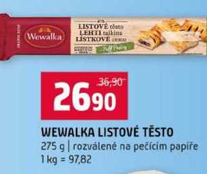 WEWALKA LISTOVÉ TĚSTO 275 g rozválené na pečícím papíře