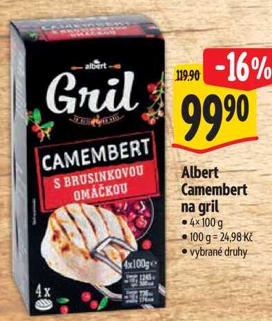 Albert Camembert na gril, 4x 100 g
