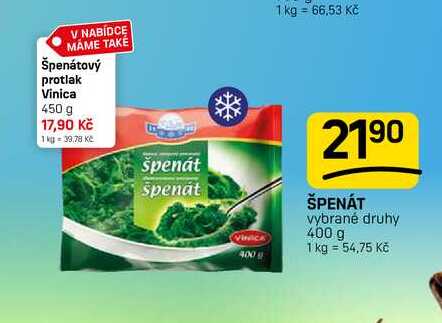 ŠPENÁT vybrané druhy 400 g 