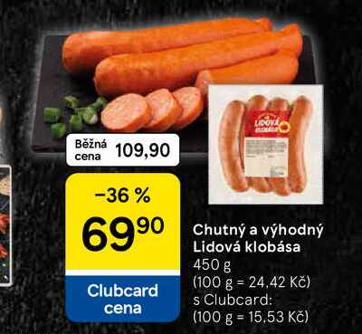 Chutný a výhodný Lidová klobása, 450 g