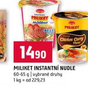 MILIKET INSTANTNÍ NUDLE 60-65 g vybrané druhy