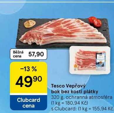 Tesco Vepřový bok bez kosti plátky, 320 g