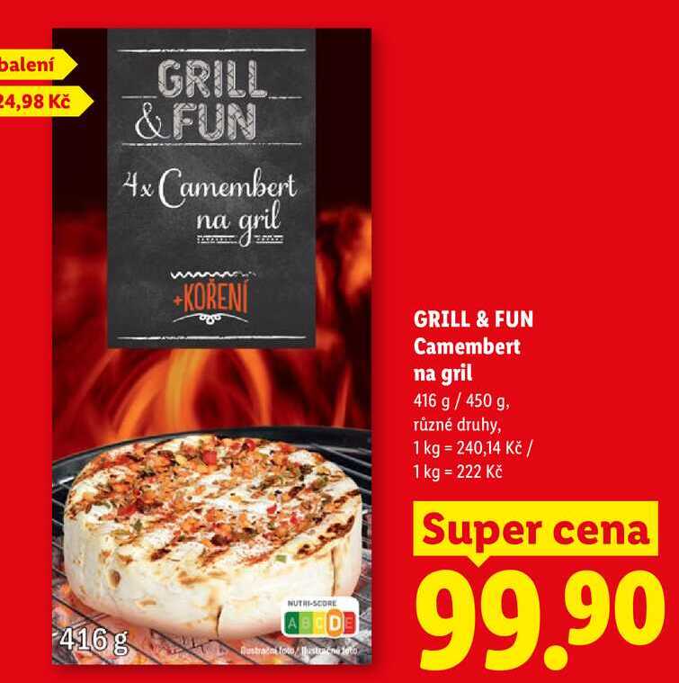 GRILL & FUN Camembert na gril, 416 g/450g