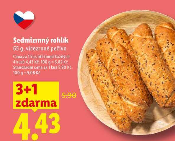 Sedmizrnný rohlík, 65 g