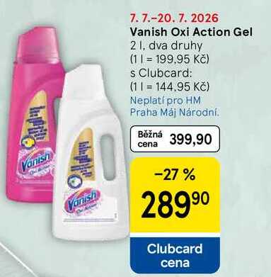 Vanish Oxi Action Gel, 2 l, dva druhy