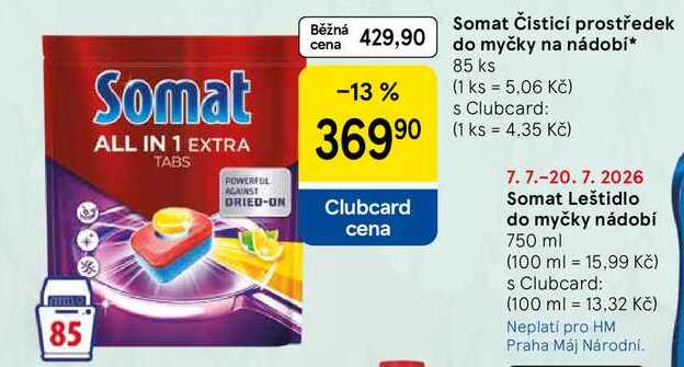 Somat Čisticí prostředek do myčky na nádobí, 85 ks