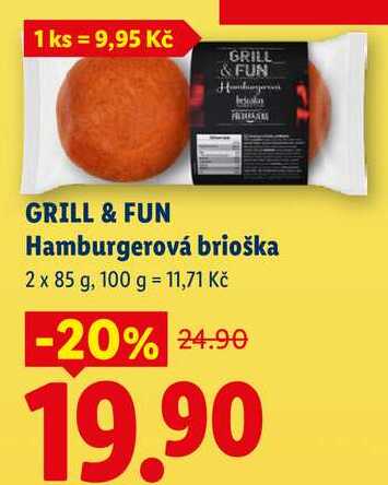 GRILL & FUN Hamburgerová brioška, 2x 85 g